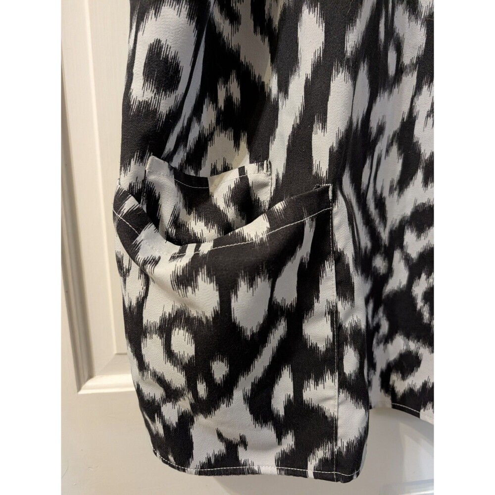 Healing Hands Purple Label Scrub Top Womens S Black White Ikat Pink Trim - Picture 2 of 10